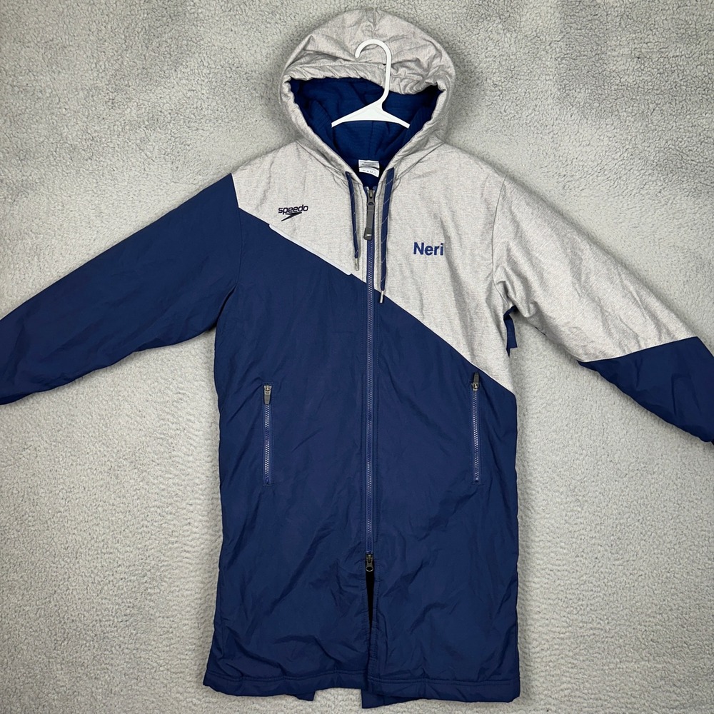 Berkeley Aquatic Club Speedo Swim Parka Jacket Mens 2XS Blue Gray Swimming Coat